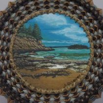 Urchin Basket with Landscape Painting on top